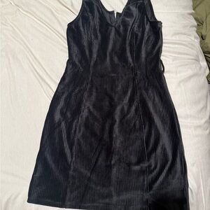 Planet Gold Black Textured Midi Dress